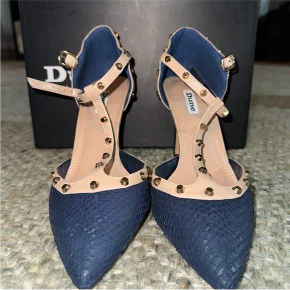 Dune London Blue and Cream Studded Heels - Picture 6 of 6